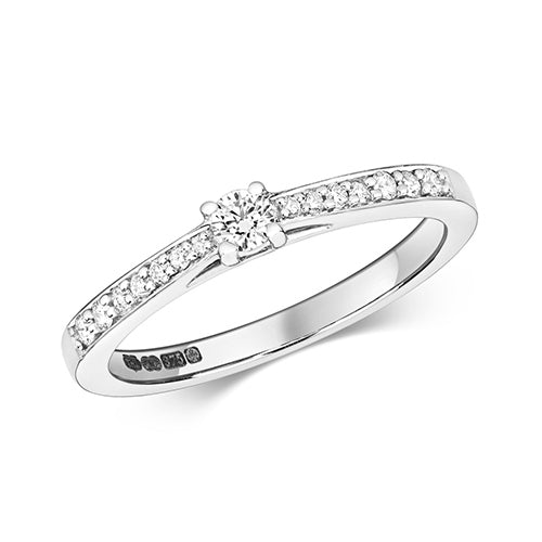 9ct White Gold Solitaire Diamond Ring - RD630W