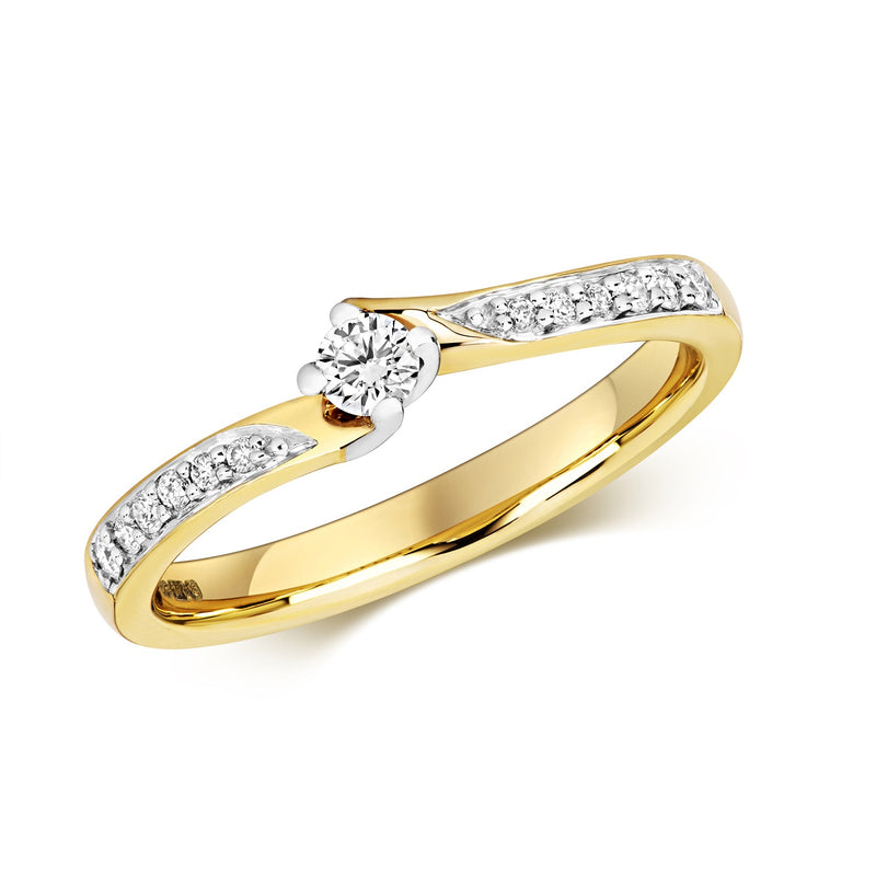 9ct Gold Twist Diamond Solitaire Ring 0.20ct - RD635