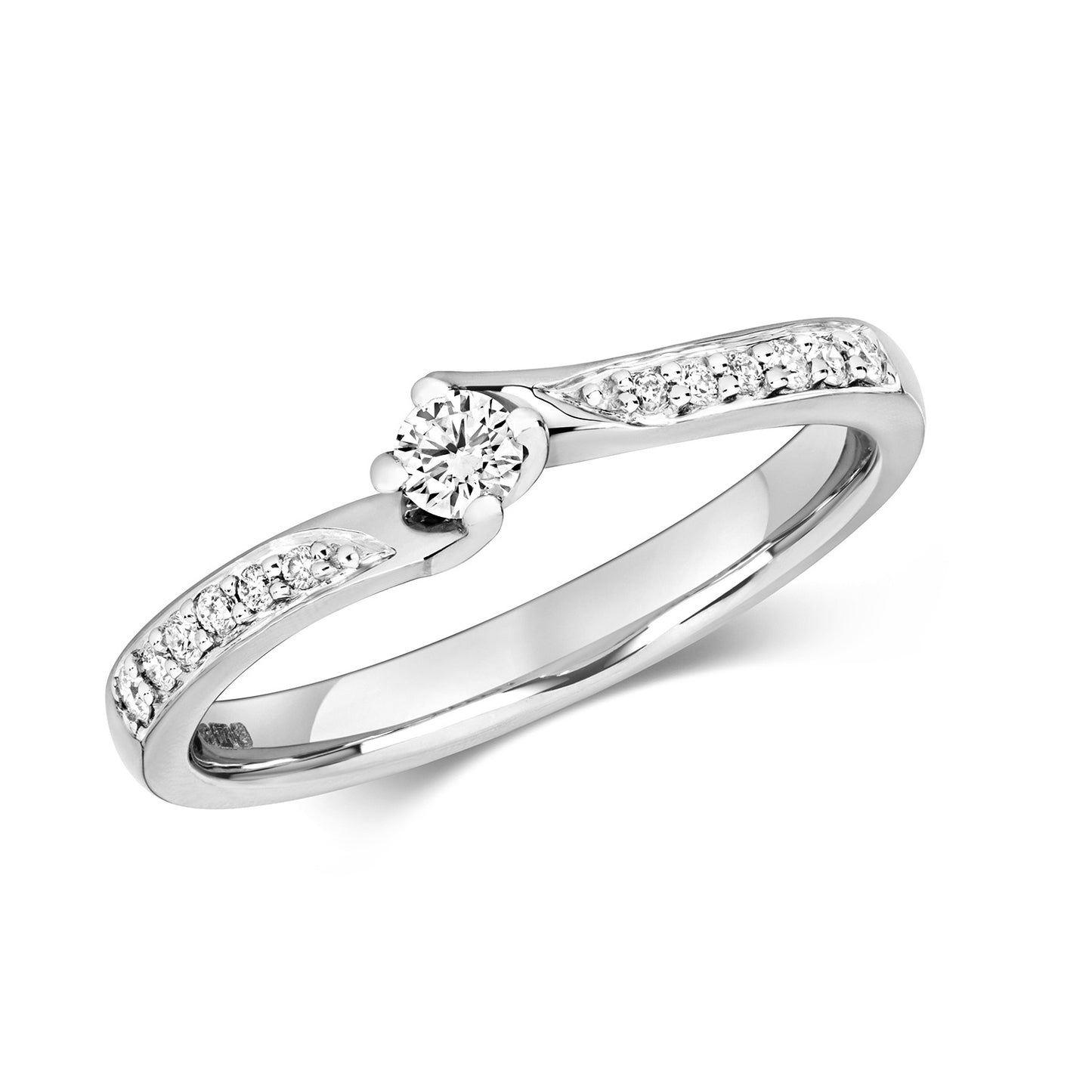 9ct White Gold Diamond Twist Solitaire Ring 0.20ct