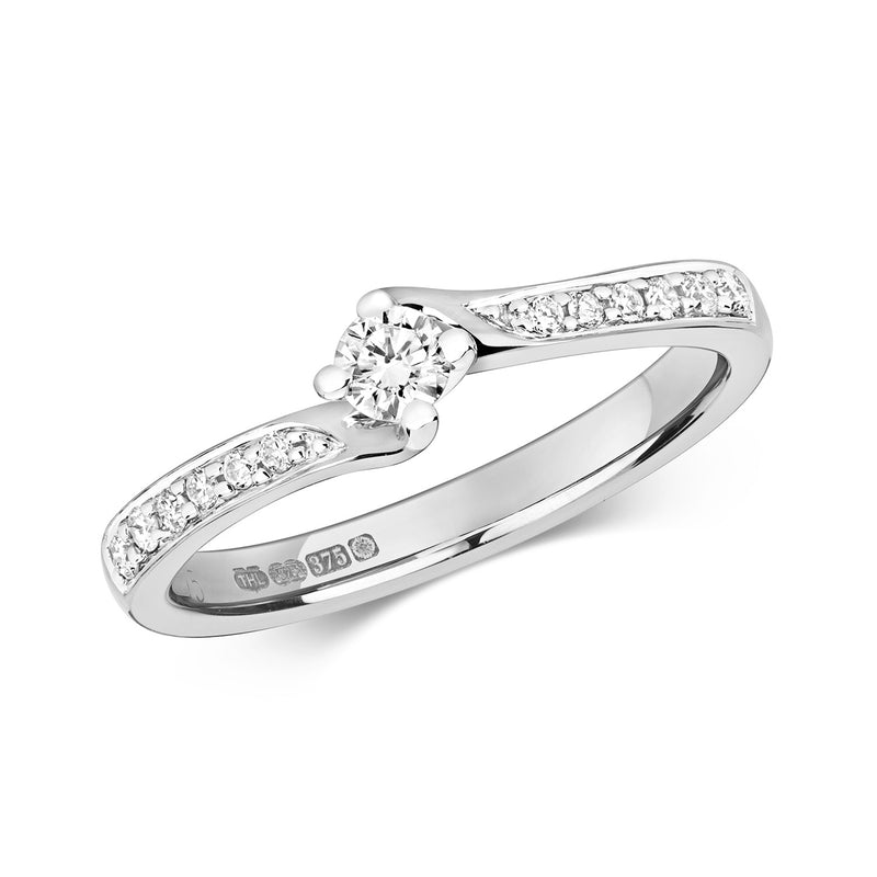 9ct White Gold Diamond Ring with Diamond Shoulders 0.26ct - RD636W