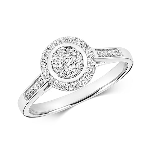 9ct White Gold Cluster Diamond Ring - RD657W