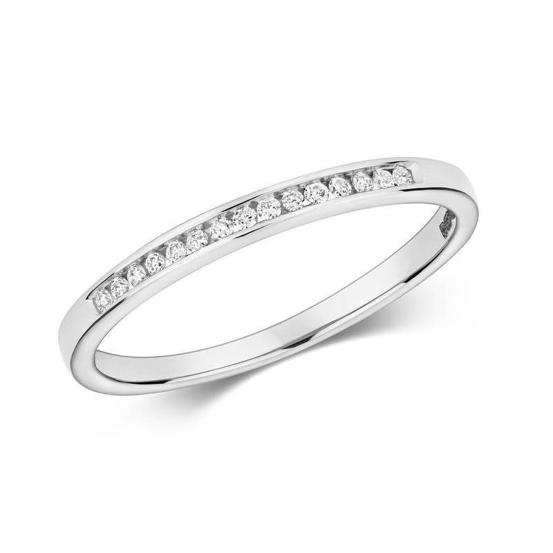 9ct White Gold Eternity Ring - Channel Set - 0.07ct