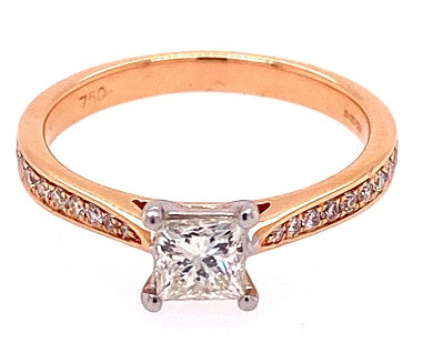 18ct Rose Gold Solitaire Diamond Ring - RX4456