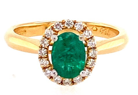 18ct Gold Emerald & Diamond Ring RX5255