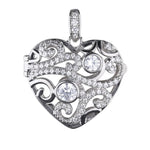 Diamonfire Silver CZ Open Heart Locket Necklace