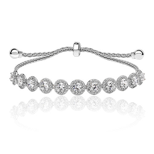 Silver Halo  Style Claw Set Pull CZ Bracelet