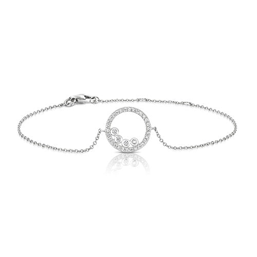 Silver CZ Bubbles with Round Halo CZ Bracelet