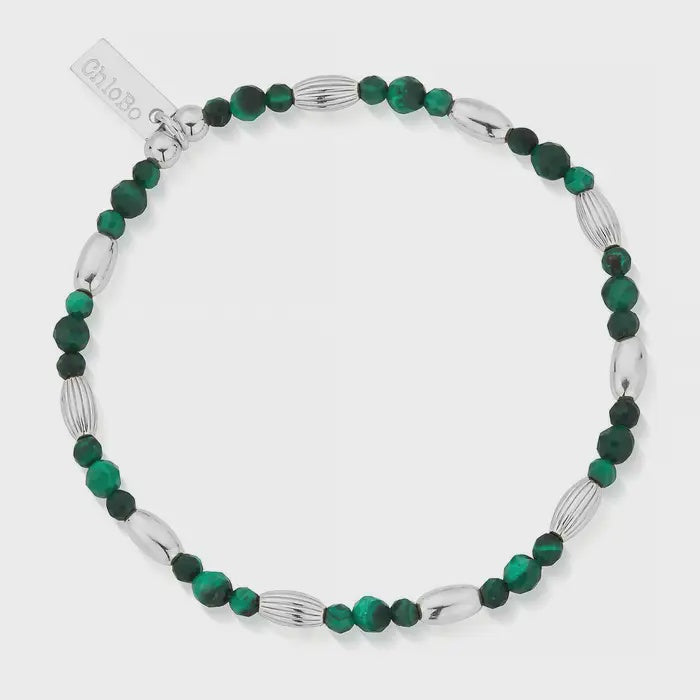 ChloBo Silver Alternative Rice Malachite Bracelet SBMLRCO