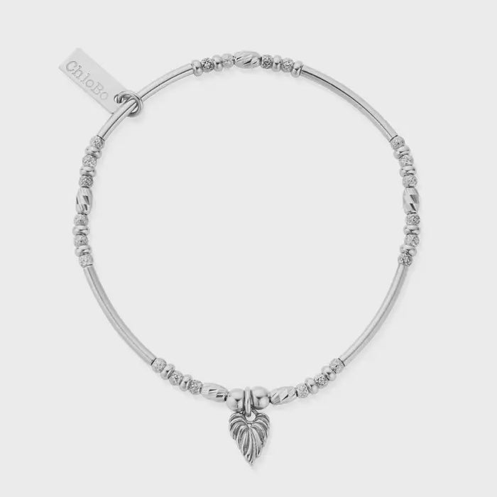 ChloBo Silver Leaf Heart Sparkle bracelet SBMNDS3240