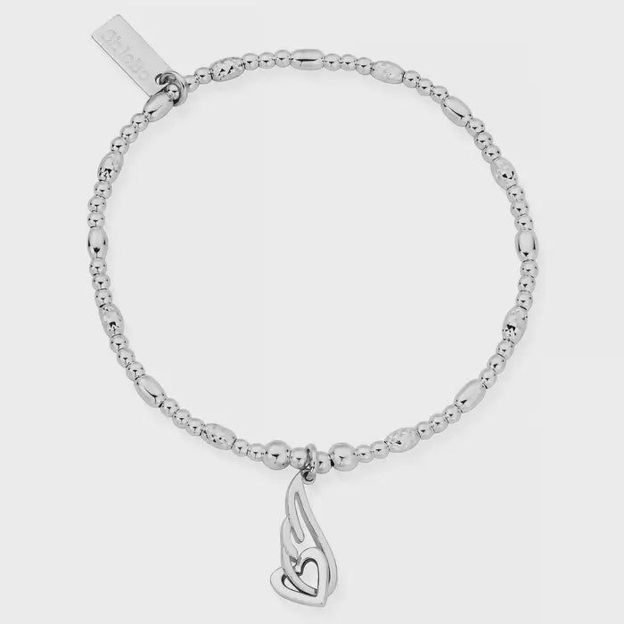 ChloBo Silver Interlocking Heart & Angel Wing Bracelet SBSRB3238