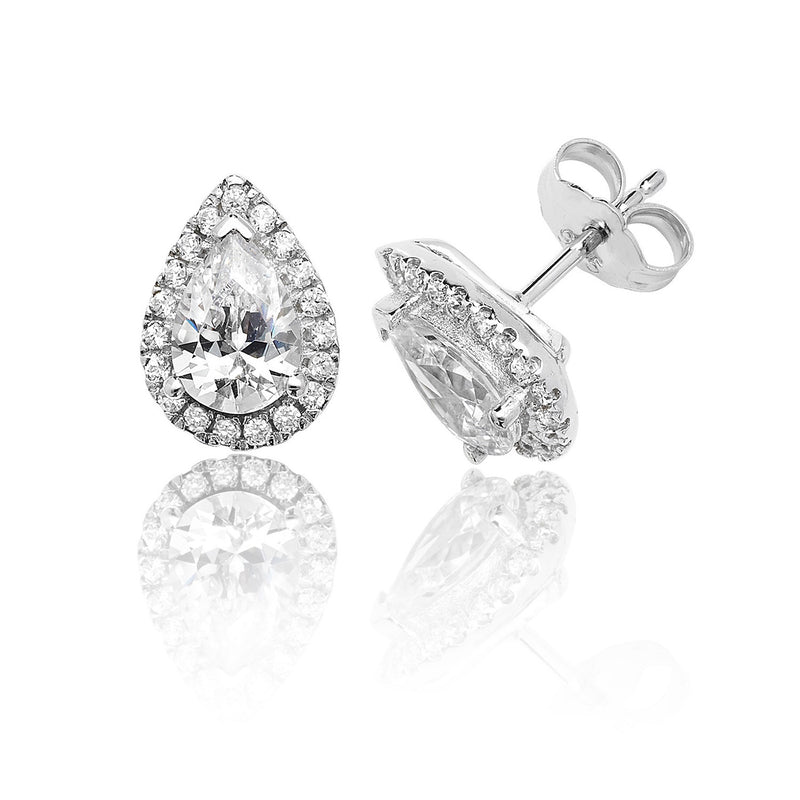 Sterling Silver Claw Set Pear Shaped CZ Earrings