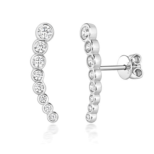 Silver Graduated rubover cz earrigns