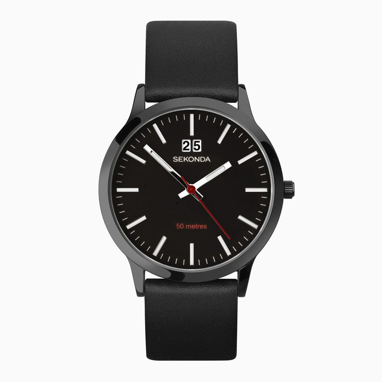 Sekonda Nordic Men's Watch Black Case & Leather Strap 1941