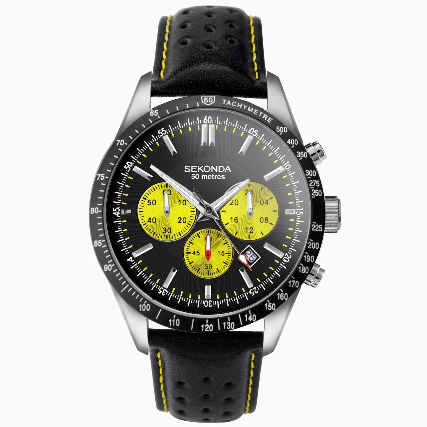 Sekonda Velocity Gents Watch Black Leather Strap & Black Dial - 30068