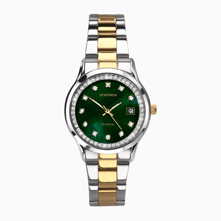Sekonda Catherine Ladies Watch Two Tone with Green Dial 40295