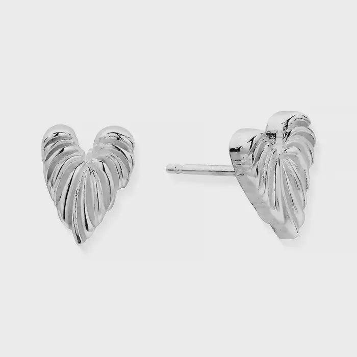 ChloBo Silver Leaf Heart Stud Earrings SEST3240