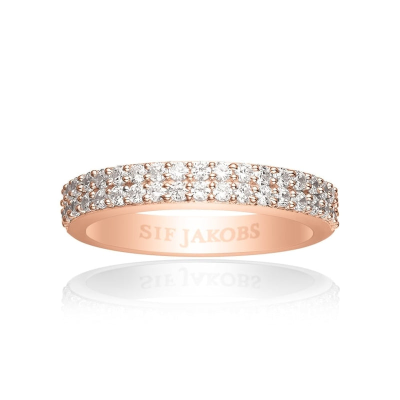 Sif Jakobs Ladies Rose Plated Corte Due White Cubic Zirconia Thin Ring R10762-CZ/52