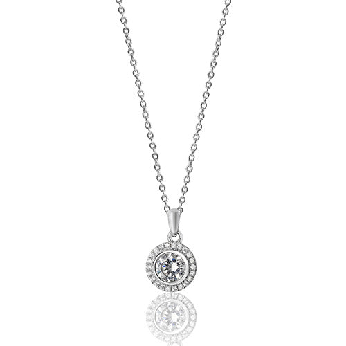 Silver Halo Pendant - CZ