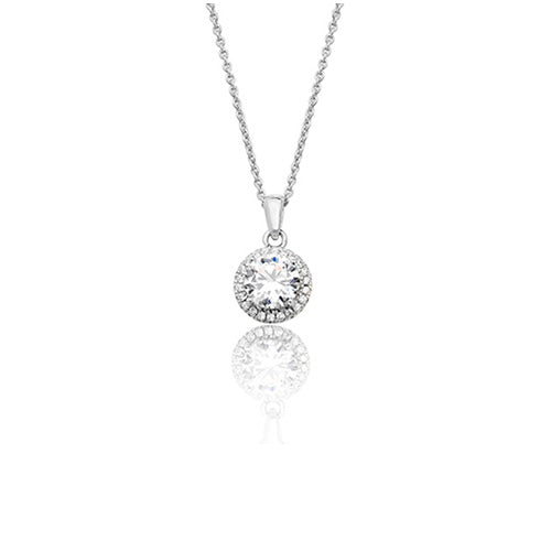 Silver Halo CZ Pendant