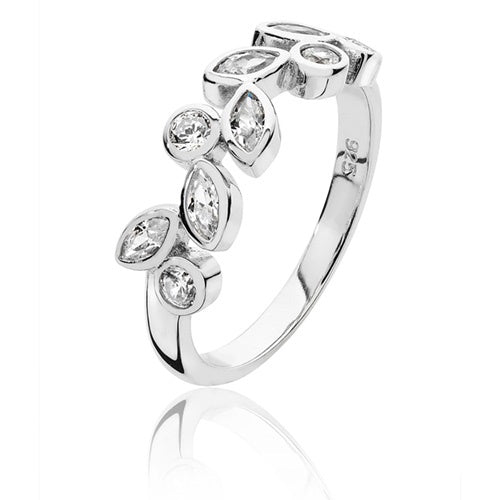 Silver Marquise and round CZ Ring