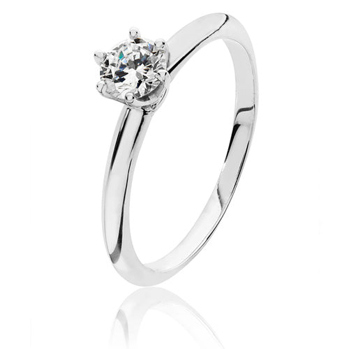 Silver 5mm Round 6 Claw CZ Ring