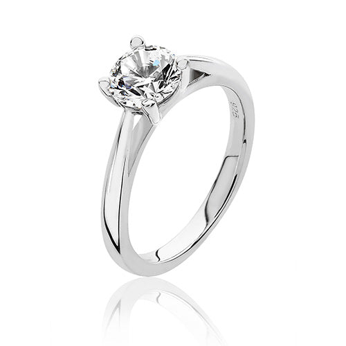 Silver CZ Ring 4 Claw 6.5mm round