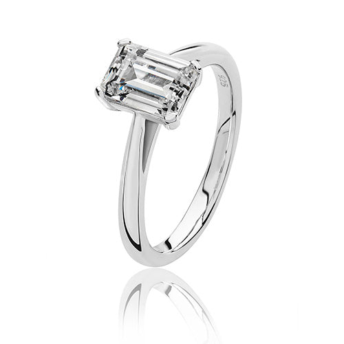 Silver CZ Solitaire Ring