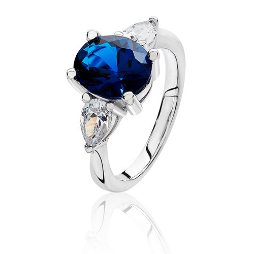 Silver Blue CZ Ring
