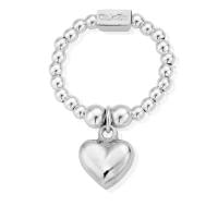 ChloBo Silver Mini Puffed Heart Ring SRM2023