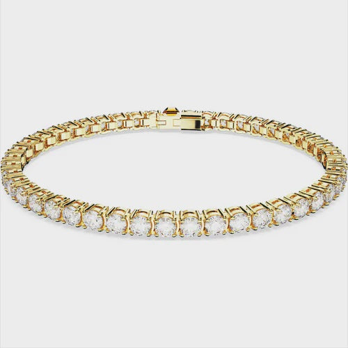 Swarovski Matrix Gold Tone White Stone Tennis Bracelet 5657664