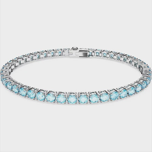 Swarovski Matrix Tennis Bracelet Blue Rhodium Plated 5648928