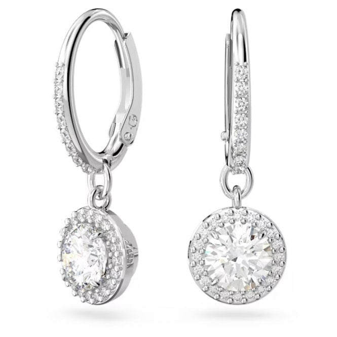 Swarovski Constella Drop Earrings Round White Rhodium Plated 5636270