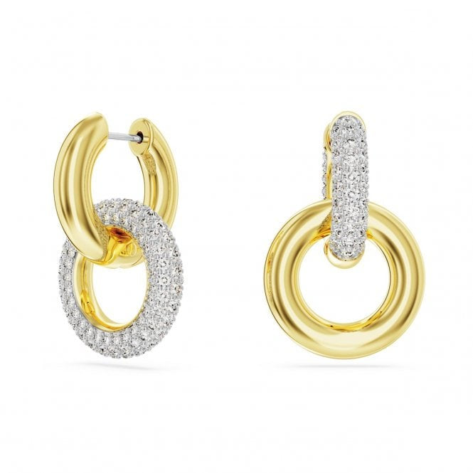 Swarovski Dextera Interlocking Gold Tone Crystal Hoop Earrings 5668818