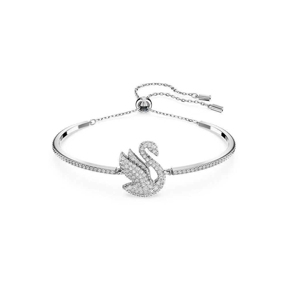 SWAROVSKI Iconic Swan Rhodium Plated White Swan Bangle 5649772