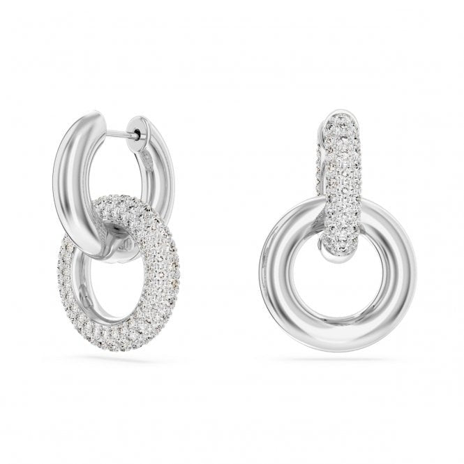 Swarovski Dextera Interlocking Crystal Hoop Earrings Rhodium Plated 5671807