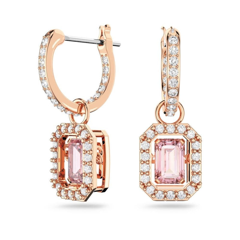 SWAROVSKI Millenia Rose Gold-Tone Plated Octagon Cut Pink Earrings 5649474