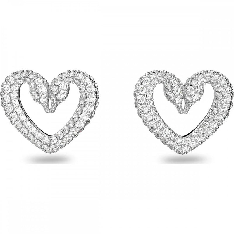 Swarovski Una Heart stud earrings Rhodium plated 5625535