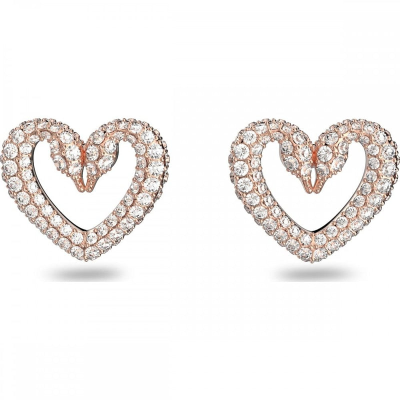 Swarovski Una Heart stud earrings Rose-gold tone plated 5628659