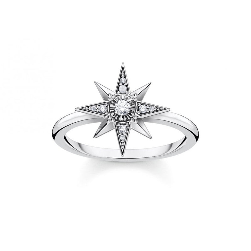 THOMAS SABO STERLING SILVER Sterling Silver Gold Plated Zirconia Star Ring TR2299-643-14-54