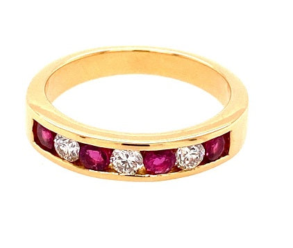 18ct Gold Ruby & Diamond Half Eternity Ring