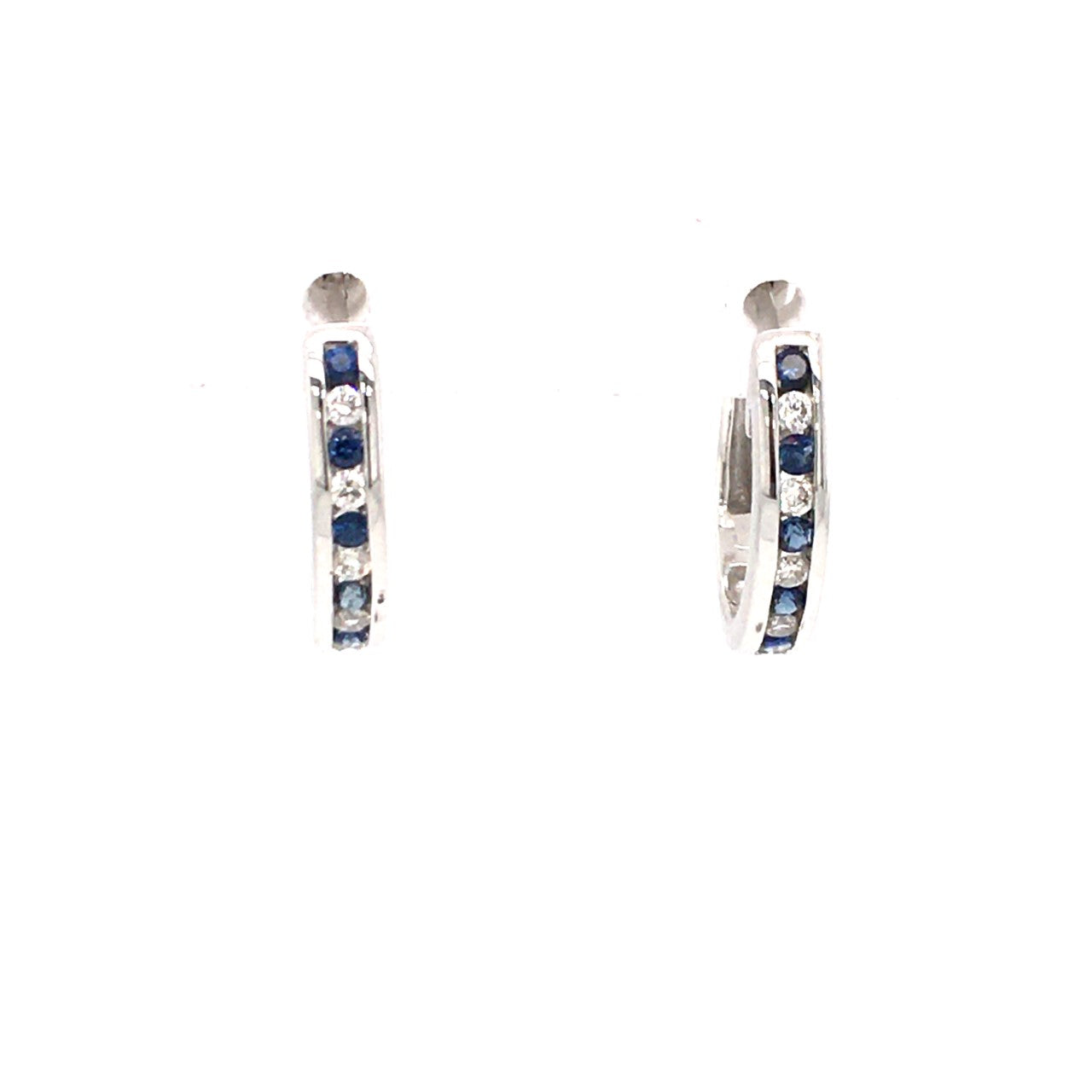 18ct Gold Sapphire & Diamond Hoop Earrings