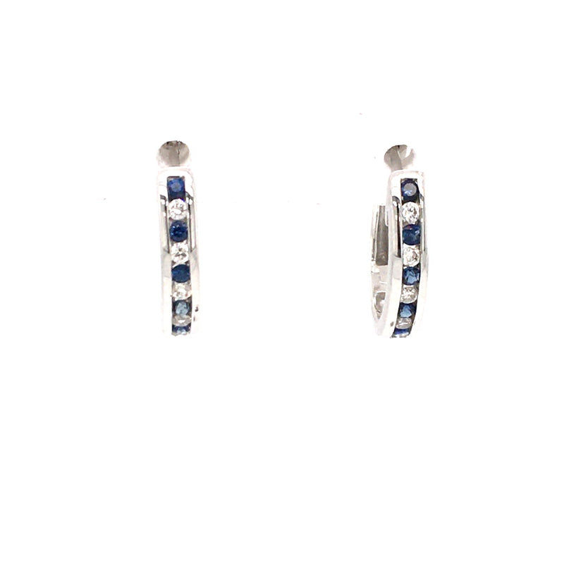 18ct Gold Sapphire & Diamond Hoop Earrings