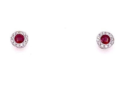 18ct Yellow Gold Ruby & Diamond Earrings