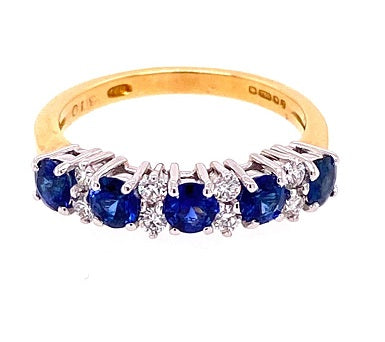 18ct Gold Sapphire & Diamond Five Stone Ring