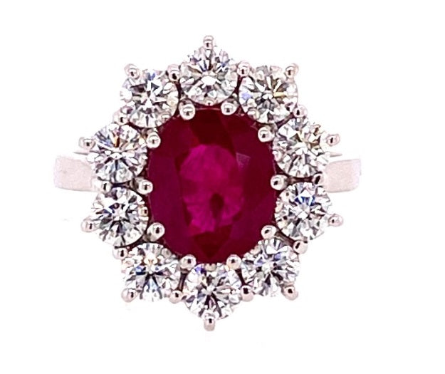 18ct Gold Ruby & Diamond Cluster Ring