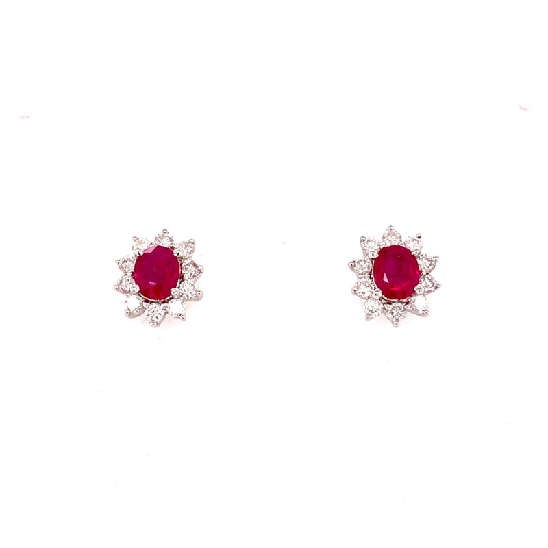 18ct Gold Ruby & Diamond Earrings 4610W