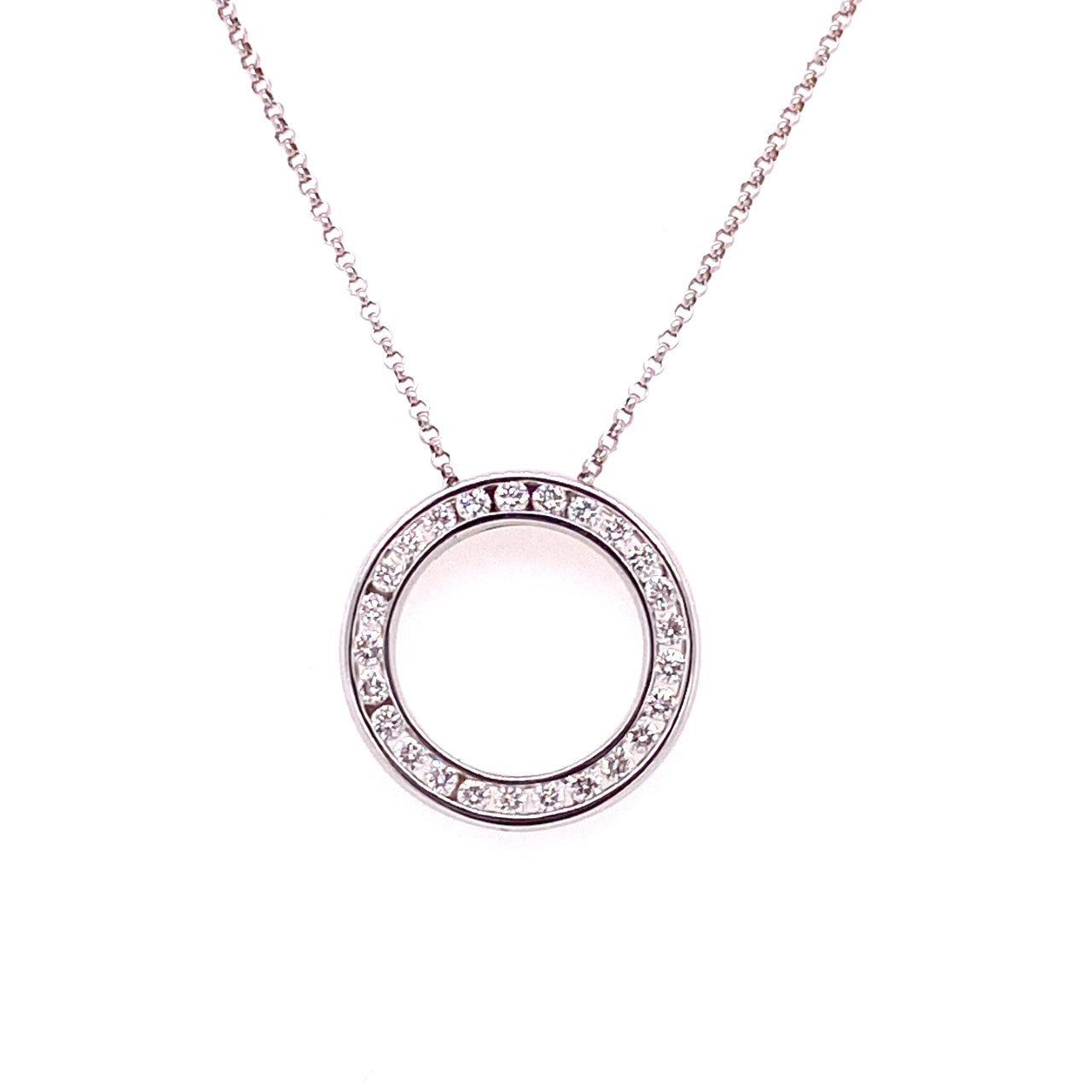 18ct White Gold Diamond Circle Necklace