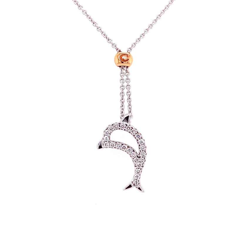 18ct Gold Diamond Dolphin Necklace