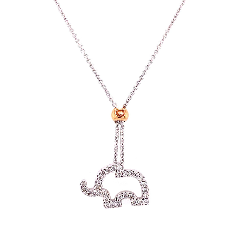 18ct Gold Diamond Elephant Necklace CH075
