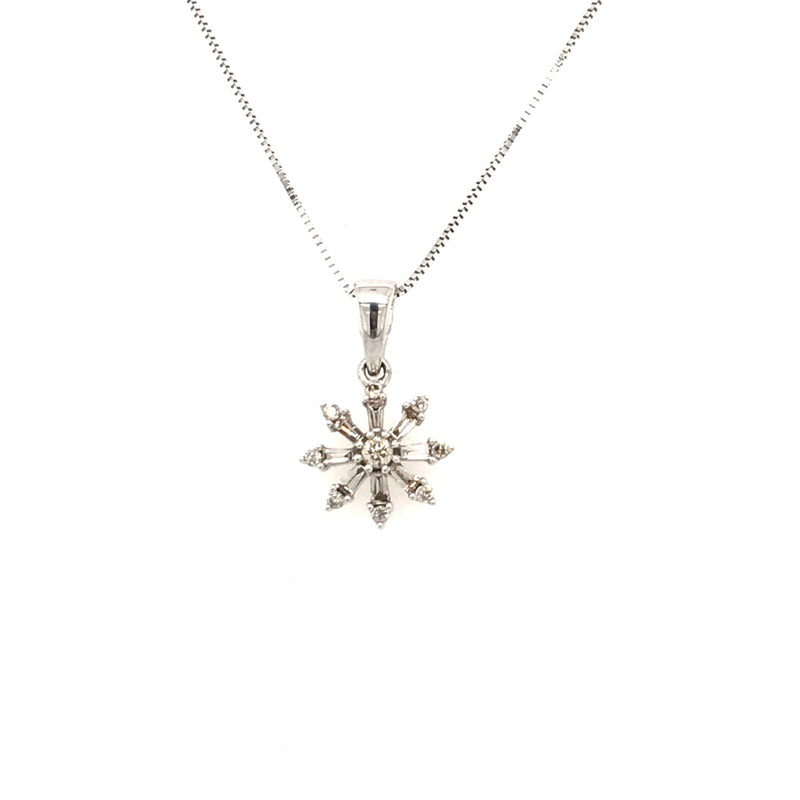9ct White Gold Diamond Snowflake Pendant